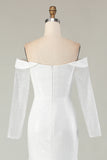 Sparkly Ivory Off the Shoulder Mermaid Long Sleeve Wedding Dress