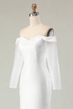 Sparkly Ivory Off the Shoulder Mermaid Long Sleeve Wedding Dress