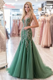 Tulle Lace Agave Fit and Flare Prom Dress