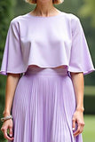 Lilac Pleated A Line Mother Of The Bride Dress With Cloak