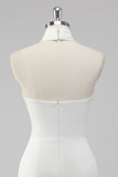 White Halter Short Tight Graduation Dress
