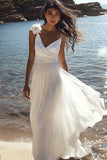 White A Line Spaghetti Straps Engagement Dress
