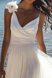 White A Line Spaghetti Straps Engagement Dress