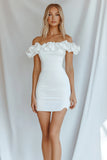 Bodycon White Off The Shoulder Ruffles Mini Graduation Dress