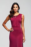 Burgundy Sheath Long Mother of the Bride Dress with Sequins