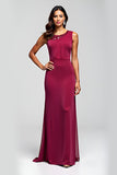 Burgundy Sheath Long Mother of the Bride Dress with Sequins