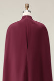 Burgundy Sheath High Neck Midi Formal Dress With Shawl
