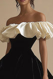 Ruffle A Line Off the Shoulder Little Black Dress
