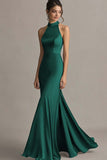 Coffee Mermaid Halter Long Formal Dress
