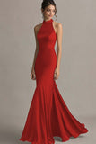 Coffee Mermaid Halter Long Formal Dress