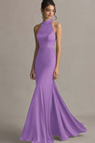 Coffee Mermaid Halter Long Formal Dress