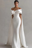 White Off The Shoulder Mermaid Long Wedding Dress