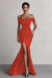Off The Shoulder Mermaid Long Black Tie Dress With Slit