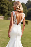 Ivory V-Neck Mermaid Wedding Dress With Lace