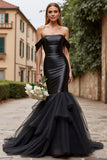 Black Mermaid Off The Shoulder Wedding Dress