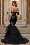 Black Mermaid Off The Shoulder Wedding Dress