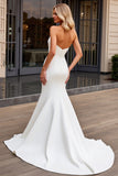 Ivory Strapless Satin Mermaid Wedding Dress