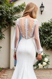 Ivory Mermaid Appliqued Long Sleeve Wedding Dress