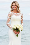 Graceful Ivory Mermaid Lace Illusion Long Sleeve Wedding Dress