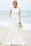 Graceful Ivory Lace Mermaid Wedding Dress with Long Sleeves