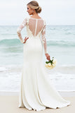 Graceful Ivory Lace Mermaid Wedding Dress with Long Sleeves