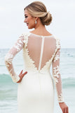 Graceful Ivory Lace Mermaid Wedding Dress with Long Sleeves