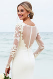 Graceful Ivory Lace Mermaid Wedding Dress with Long Sleeves