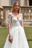 Lace Tulle Ivory A Line Appliques Spaghetti Straps Wedding Dress
