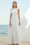Sheath One Shoulder White Chiffon Engagement Dress
