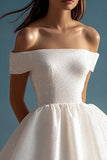 Glitter White Off The Shoulder A Line Mini Dress