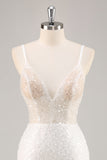 White Bodycon V Neck Mini Graduation Dress With Sequins