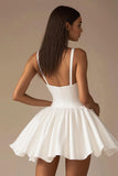White A Line Sweetheart Graduation Dress