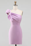 White One Shoulder Bow Bodycon Graduation Dress