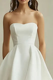 White A Line Asymmetrical Strapless Mini Dress