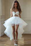 White Sweetheart Cut Out A Line Graduation Dress