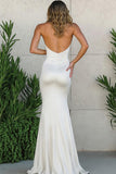 White V Neck Satin Maxi Dress