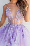 Corset Lilac A Line Homecoming Dress with Appliques