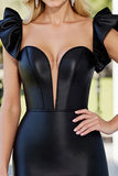Ruffled Sheath Spaghetti Straps Little Black Dress