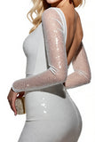 Sparkly White Bodycon Homecoming Dress with Sequins