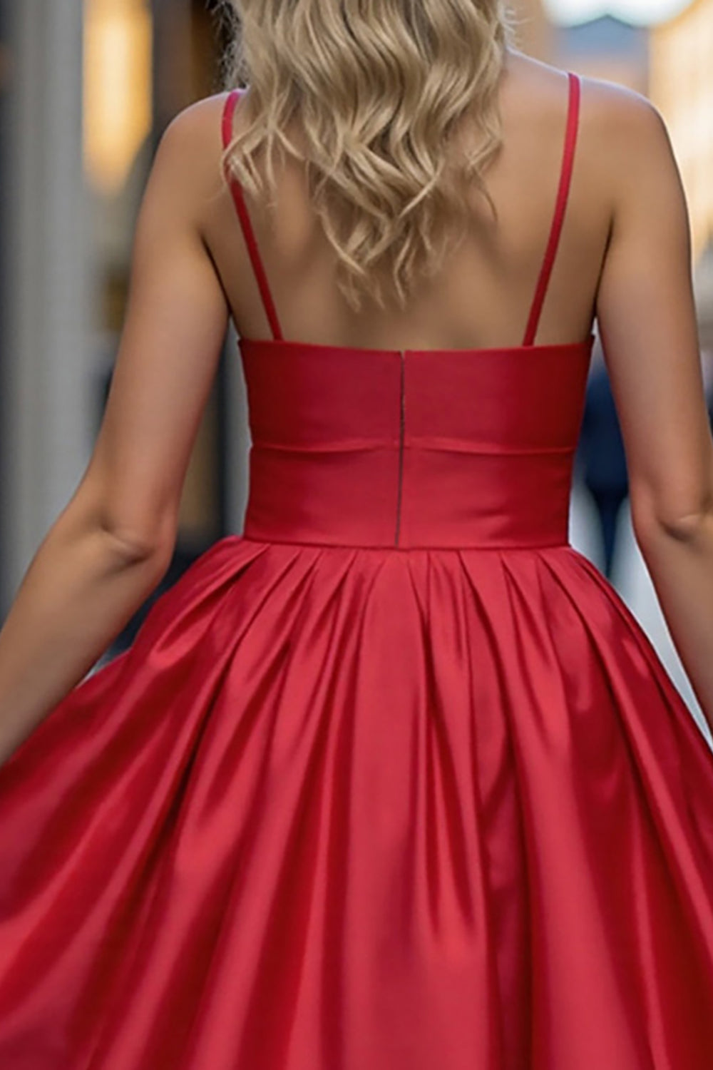 Berylove Women Red Homecoming Dress Satin A Line Spaghetti Straps Cocktail Dress, Red / US24W Berylove Women Red Homecoming Dress Satin A Line Spaghetti Straps Cocktail Dress, Red / US24W