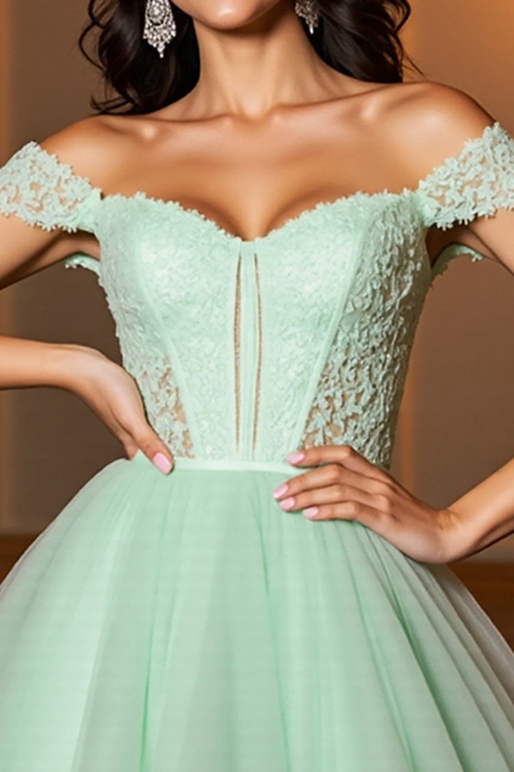 Berylove Women Light Green Corset Homecoming Dress Off The Shoulder Appliqued A Line Cocktail Dress Berylove Women Light Green Corset Homecoming Dress Off The Shoulder Appliqued A Line Cocktail Dress