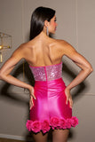 Sequin Fuchsia Strapless Homecoming Dress with 3D Flowers