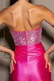 Sequin Fuchsia Strapless Homecoming Dress with 3D Flowers