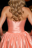 Strapless Satin Orange A Line Homecoming Dress