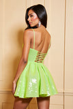 Green A Line Sparkly Homecoming Dress