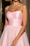 Pink A Line Ruched Homecoming Dress with Bow