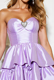 Strapless Lilac A Line Satin Homecoming Dress
