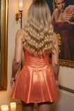 Orange Strapless A Line Homecoming Dress