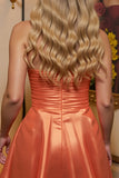 Orange Strapless A Line Homecoming Dress