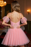 Pink Appliqued A Line Homecoming Dress